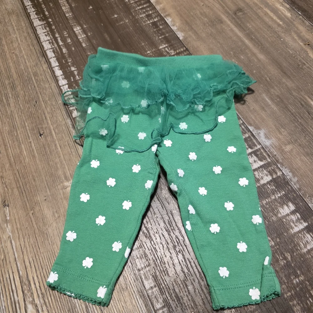 Carter's Green Leggings with White Floral Print